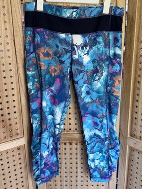 90 Degree By Reflex Blue Marble Leggings High Rise Workout Pants L